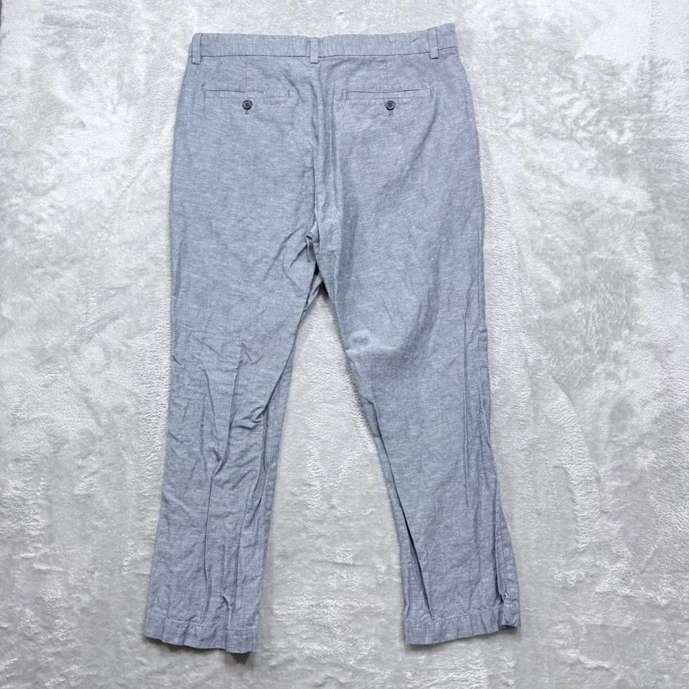 Banana Republic Aiden Chino Pants Mens 35x30 Blue Grey Linen Cotton Blend Slim